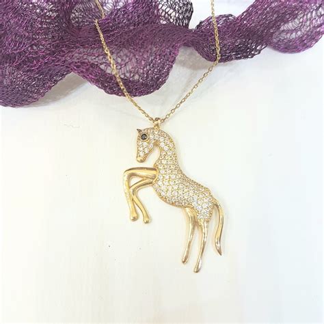 Vivienne Horse Pendant, Yellow Gold, White Gold  